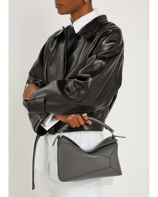 Loewe Gray Puzzle Edge Small Leather Top Handle Bag
