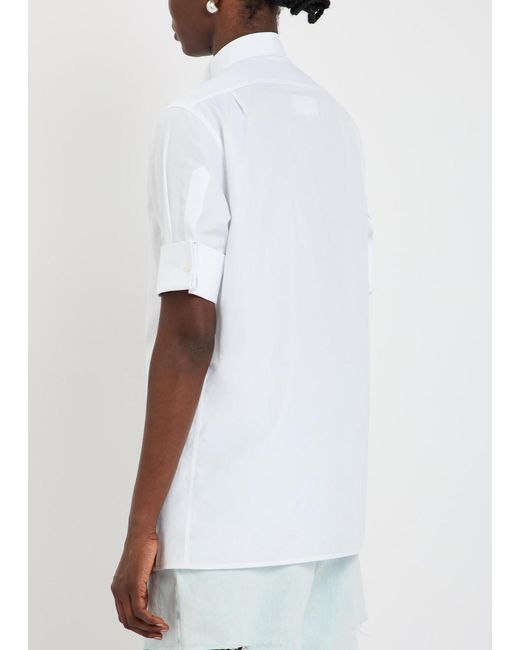 Maison Margiela White High-Neck Cotton-Poplin Shirt