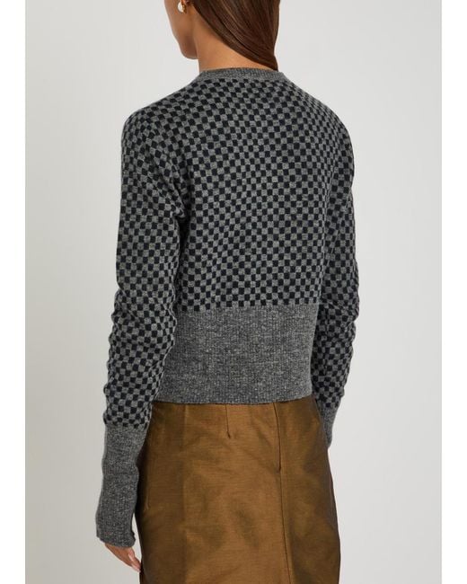 Vivienne Westwood Gray Checkmate Checked Knit Cardigan