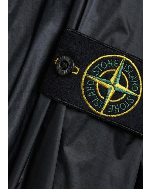 Stone Island Black Hooded Ripstop Shell Jacket for men