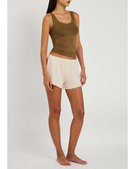 Eberjey Natural Pointelle Cotton-Blend Shorts