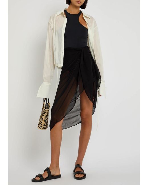 Away That Day Black Santorini Fine-Knit Sarong