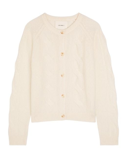 Lisa Yang Natural Gwyneth Cable-Knit Cashmere And Silk-Blend Cardigan