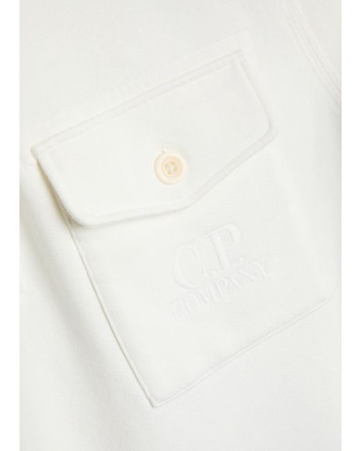 C P Company White Logo-Embroidered Cotton Sweatshirt for men