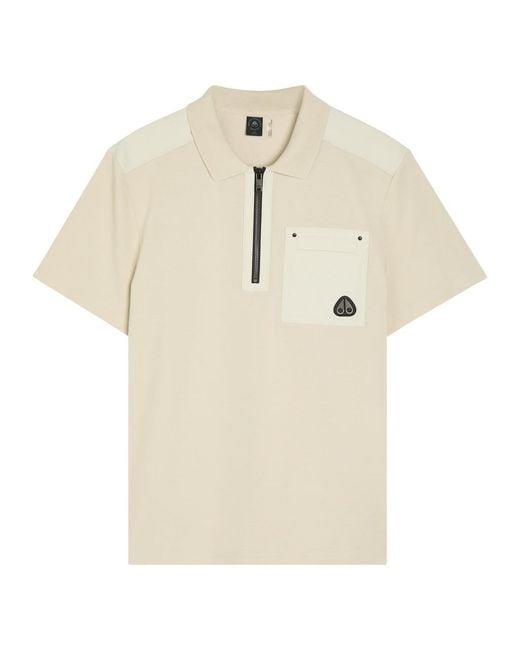 Moose Knuckles Natural Dalon Panelled Piqué Cotton Polo Shirt for men