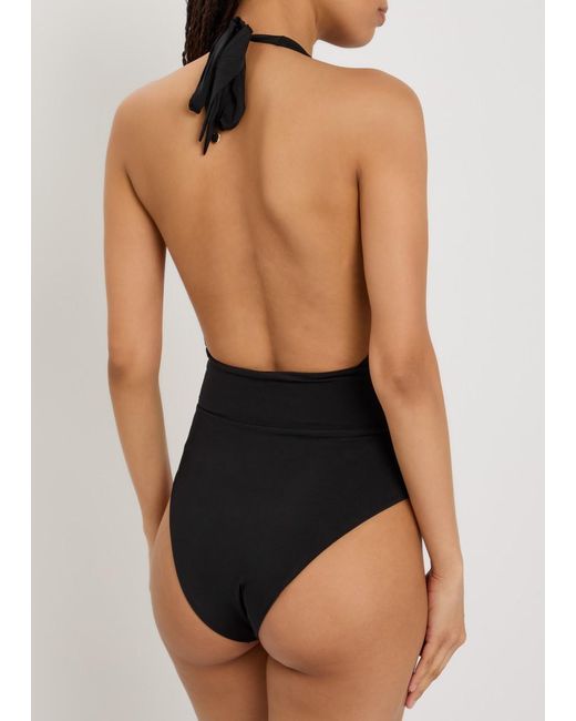 Max Mara Black Calle Halterneck Stretch-Polyamide Swimsuit