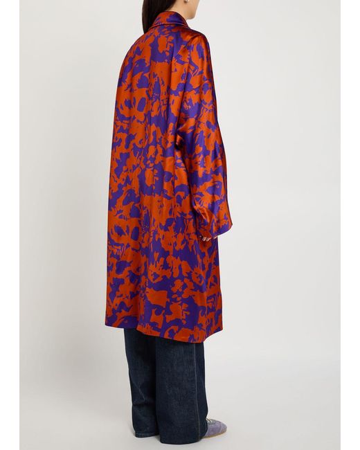 Dries Van Noten Red Roolsy Printed Satin Coat
