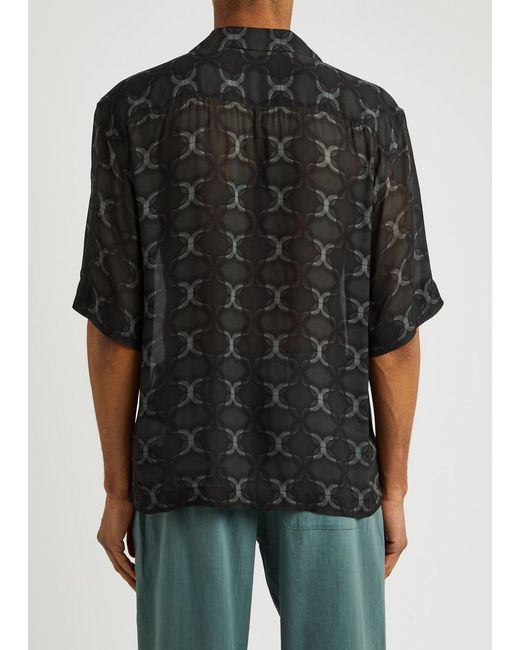 Dries Van Noten Black Cassi Printed Georgette Shirt for men