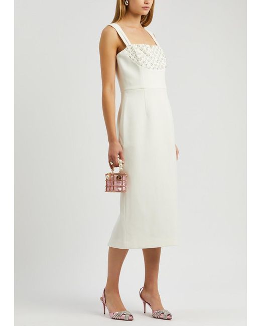 Rebecca Vallance White Blanche Embellished Midi Dress