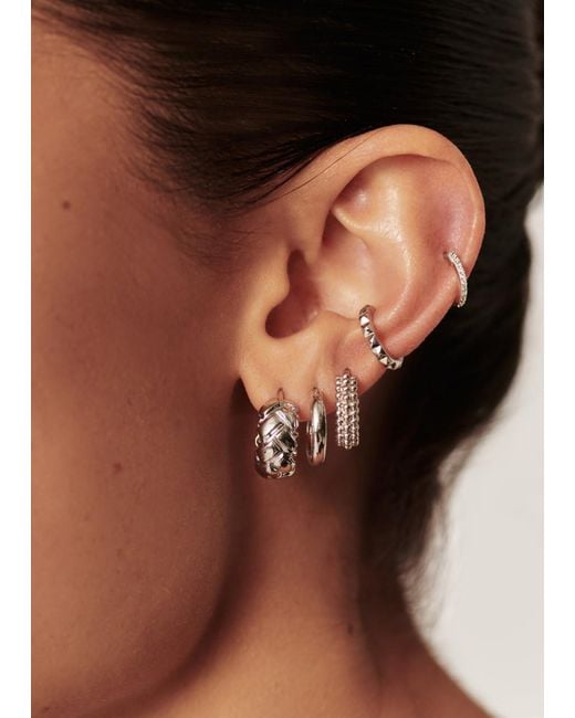 Missoma White X Lucy Williams Waffle Mini Rhodium-plated Hoop Earrings