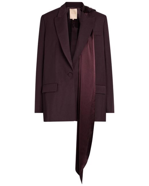 Roksanda Purple Isabel Scarf Wool Blazer