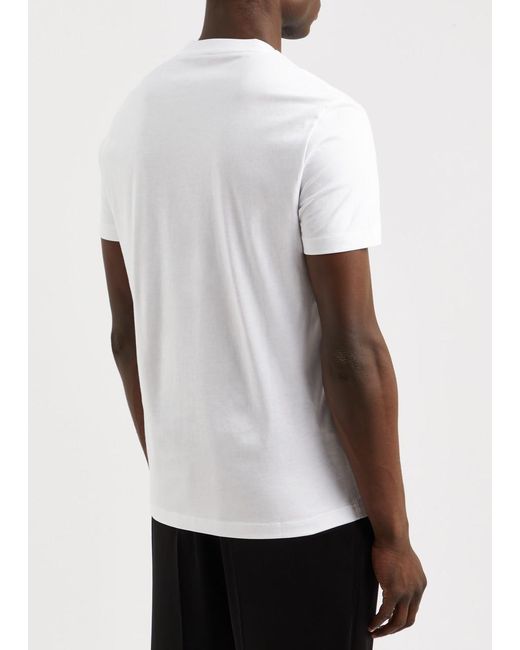 Versace White Logo-Embroidered Cotton T-Shirt for men