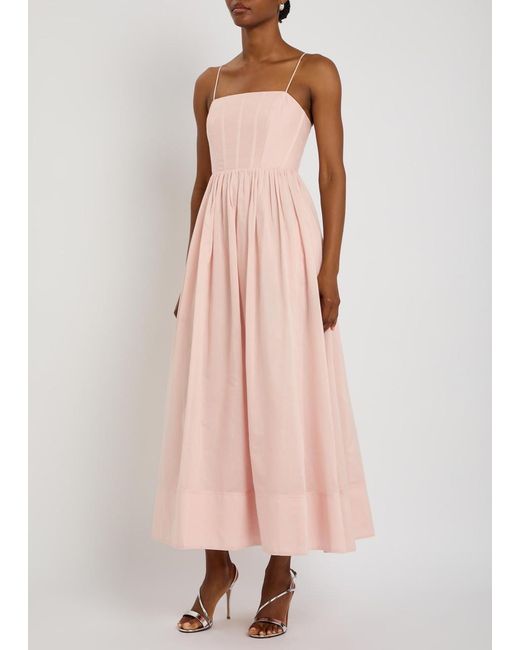 Aje. Pink Rosie Boned Cotton And Silk-Blend Midi Dress