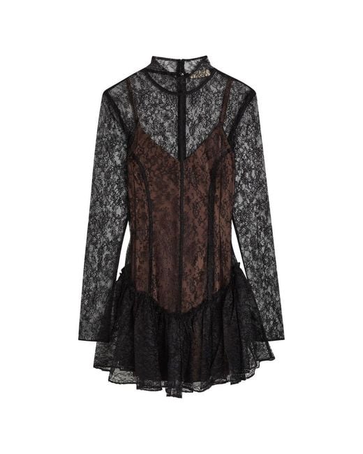De La Vali Brisa Lace Mini Dress in Black | Lyst