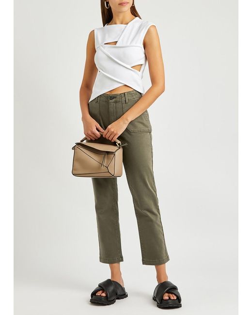 PAIGE Green Mayslie Straight-Leg Tapered Jeans