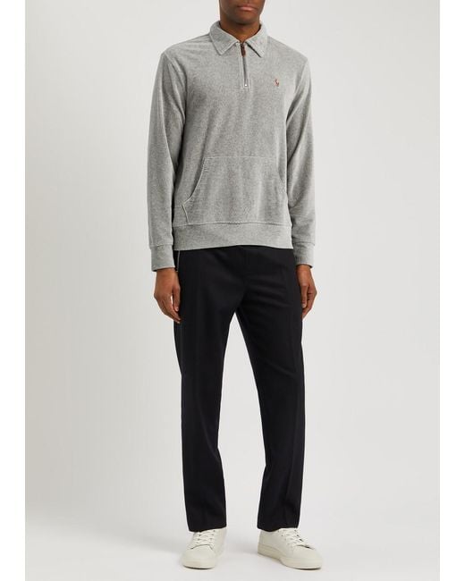 Polo Ralph Lauren Gray Half-zip Velour Sweatshirt for men