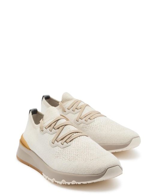 Brunello Cucinelli White Knit Sneakers for men
