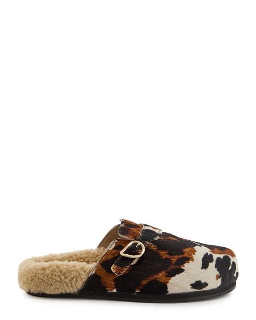 Ancient Greek Sandals Brown Vasilitsa Cow-Print Pony-Hair Mules