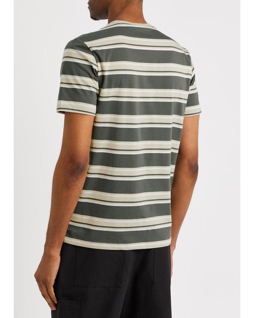 Fred Perry Gray Striped Cotton T-shirt for men