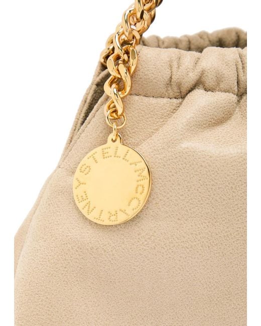 Stella McCartney Natural Falabella Mini Drawstring Faux Suede Top Handle Bag