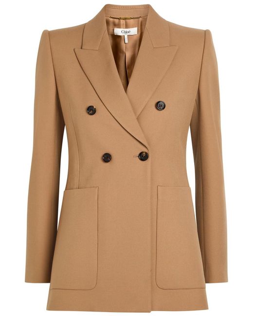 Chloé Natural Double-Breasted Wool Blazer