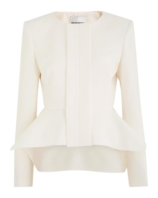Roland Mouret White Peplum Crepe Jacket