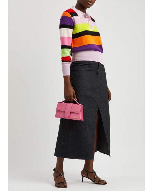 Olivia Rubin Pink Mary Striped Knitted Polo Jumper