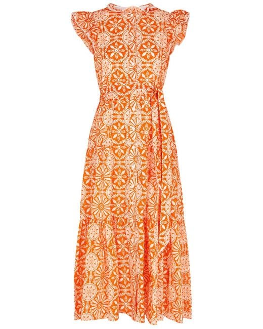 Borgo De Nor Orange Everly Printed Cotton Dress