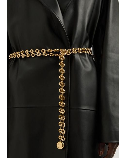 Loewe Black Belted Leather Coat Uk12