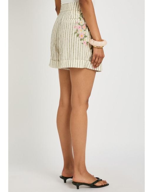 Agua Bendita Natural Rommy Embroidered Cotton-Blend Shorts