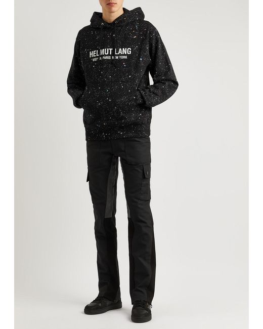 Helmut Lang Black Outer Space Printed Hooded Cotton Sweatshirt for men