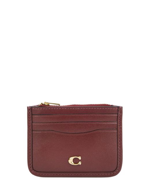 COACH Leather Card Holder in Purple Lyst