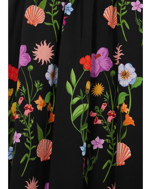 Borgo De Nor Black Floral-Print Crepe De Chine Maxi Dress