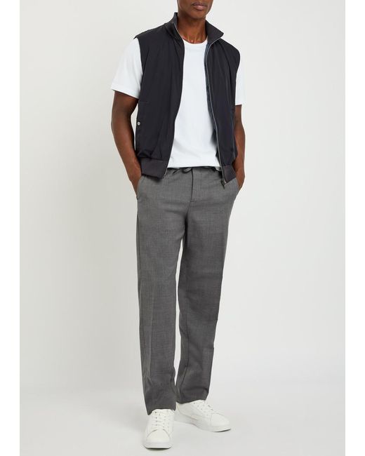 Herno Blue Padded Stretch-Shell And Cotton-Knit Gilet for men