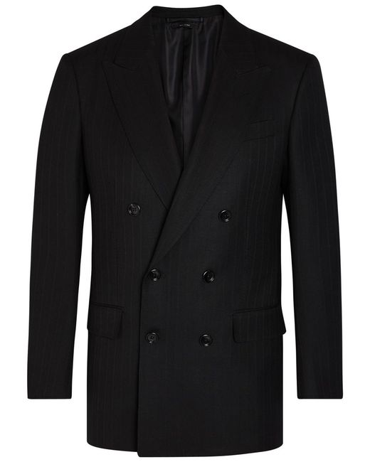 Tom Ford Black Striped Wool Blazer for men