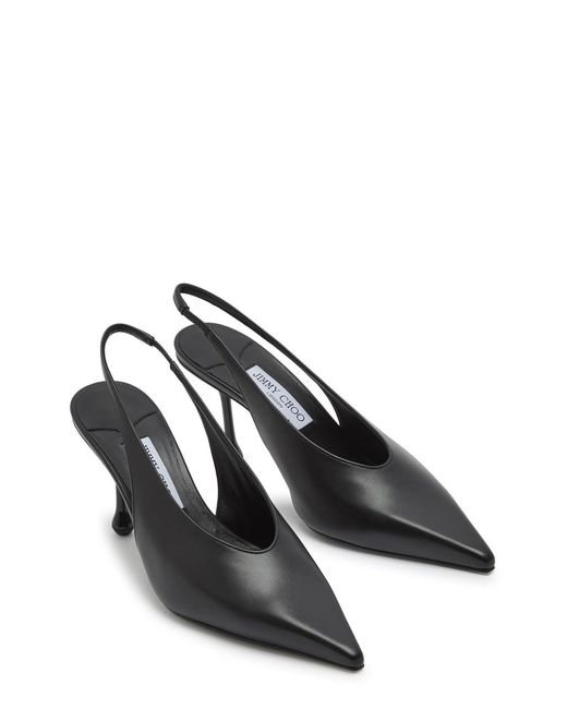 Jimmy Choo Black Isa 80 Leather Slingback Pumps