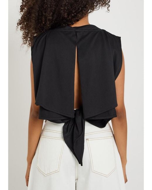 Jacquemus Black Le Marcel Moisson Open-Back Paper-Blend Top
