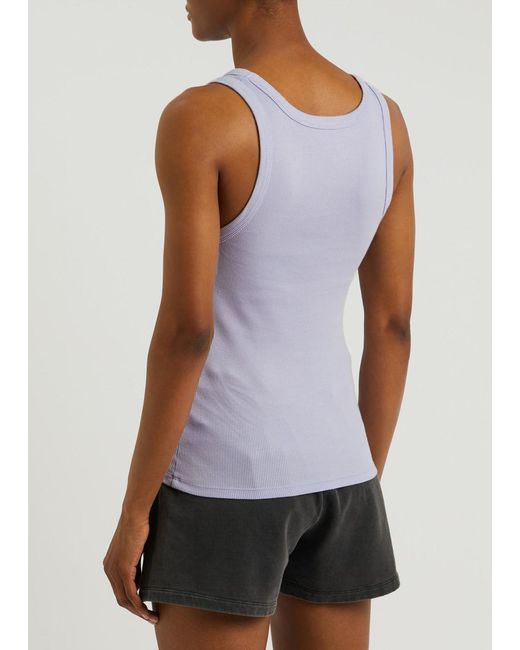 COLORFUL STANDARD Purple Ribbed Stretch-Cotton Tank