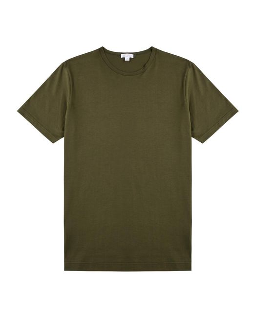 Sunspel Green Cotton T-shirt for men