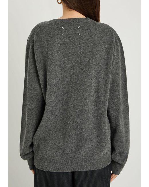 Maison Margiela Gray V-Neck Wool Jumper