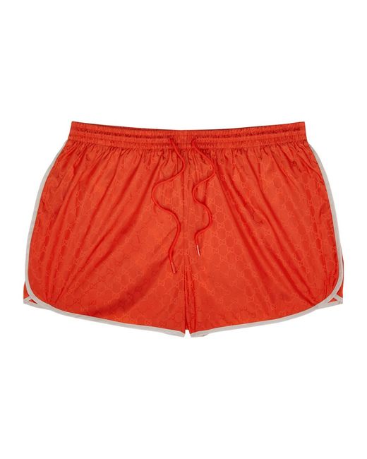 Gucci Red gg-monogrammed Shell Swim Shorts for men