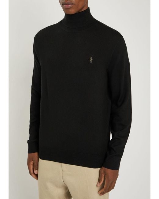 Polo Ralph Lauren Black Roll-Neck Wool Jumper for men