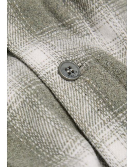 Raith Gray Vienna Plaid Brushed Wool-Blend Overshirt for men