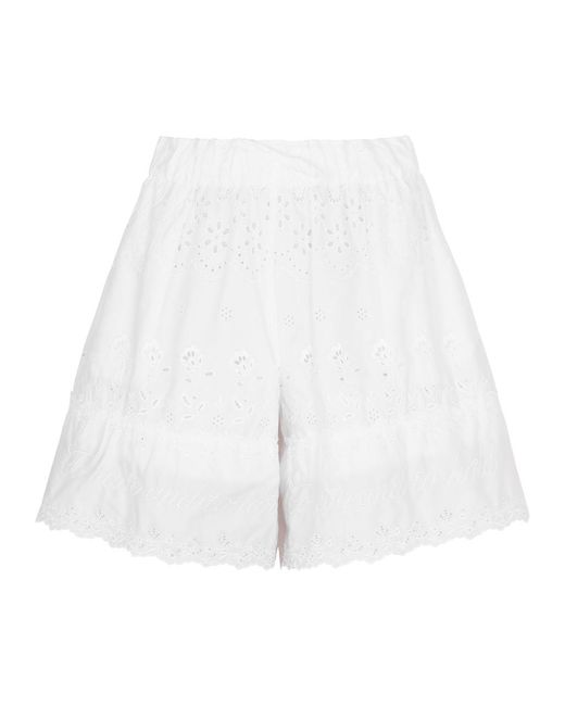 Simone Rocha White Broderie Anglaise Cotton Shorts