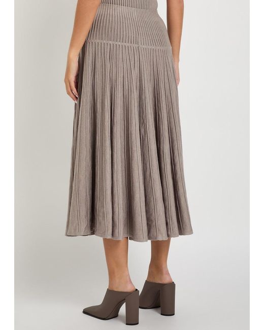 Alaïa Brown Crinoline Ribbed Structured Wool-Blend Midi Skirt