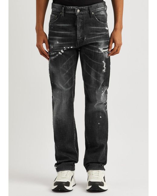 DSquared² Gray 642 Distressed Slim-leg Jeans for men