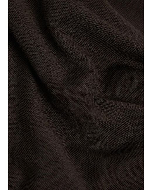 John Smedley Black Payton Merino Wool Polo Shirt for men