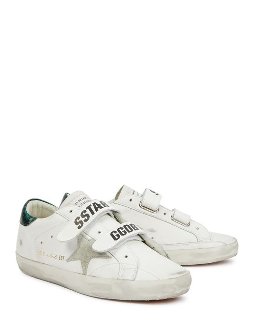 Golden Goose Deluxe Brand White Old School Distressed Leather Sneakers