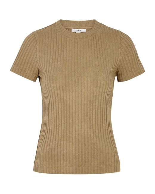 Vince Natural Ribbed Cotton-Blend T-Shirt