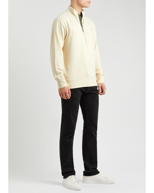 Polo Ralph Lauren White Logo Half-zip Jersey Sweatshirt for men